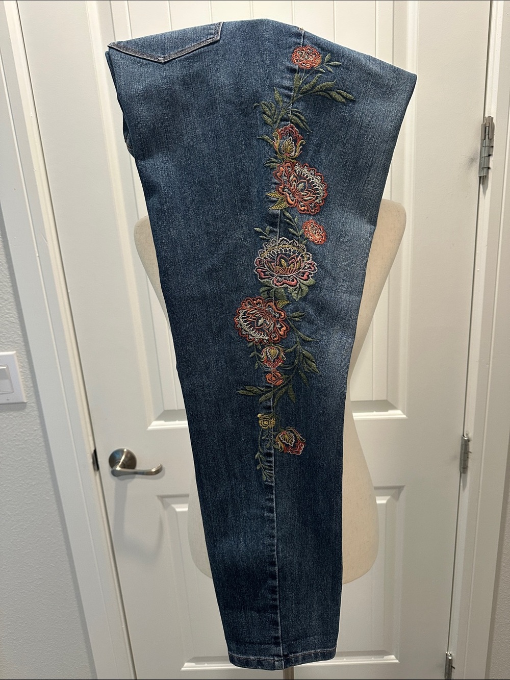 Style & Co. Curvy Skinny Jeans, Floral Embroidery on the Side of Each Pant Leg